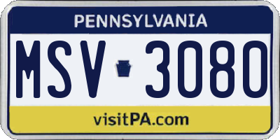 PA license plate MSV3080