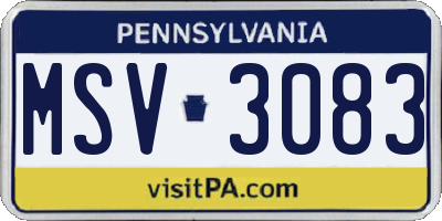 PA license plate MSV3083