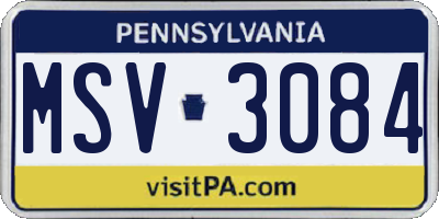 PA license plate MSV3084