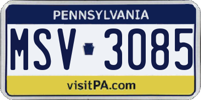 PA license plate MSV3085