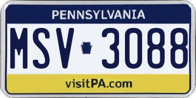 PA license plate MSV3088