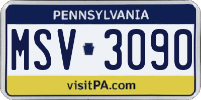 PA license plate MSV3090
