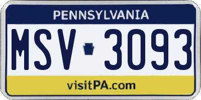 PA license plate MSV3093