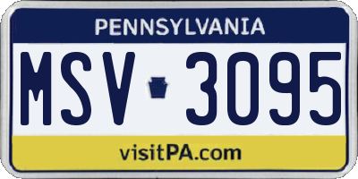 PA license plate MSV3095
