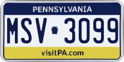 PA license plate MSV3099