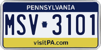 PA license plate MSV3101