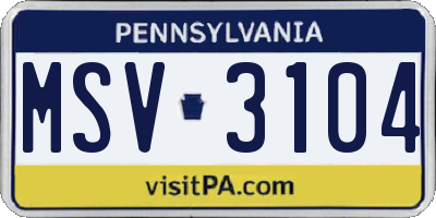 PA license plate MSV3104