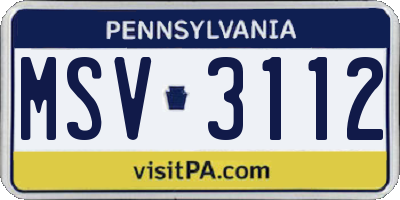 PA license plate MSV3112