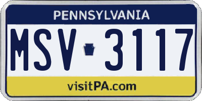 PA license plate MSV3117