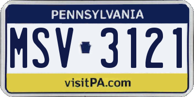 PA license plate MSV3121
