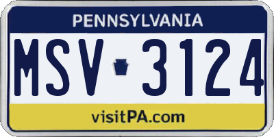 PA license plate MSV3124