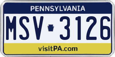 PA license plate MSV3126