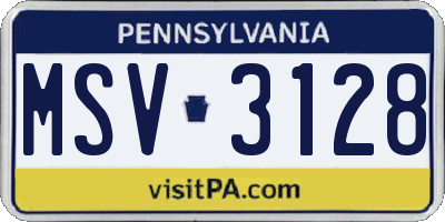 PA license plate MSV3128