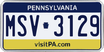 PA license plate MSV3129