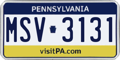 PA license plate MSV3131