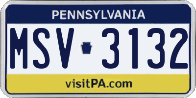 PA license plate MSV3132