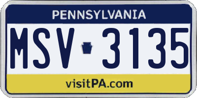PA license plate MSV3135