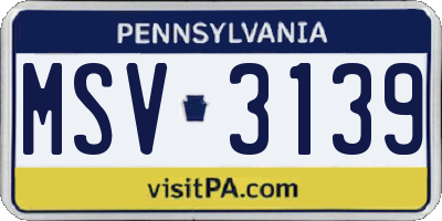 PA license plate MSV3139