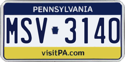 PA license plate MSV3140