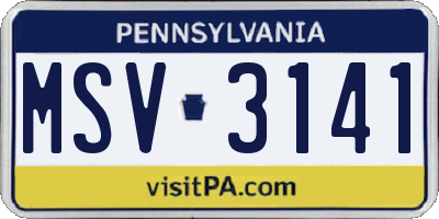PA license plate MSV3141