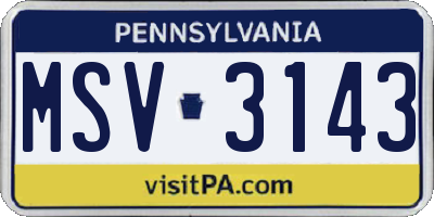 PA license plate MSV3143
