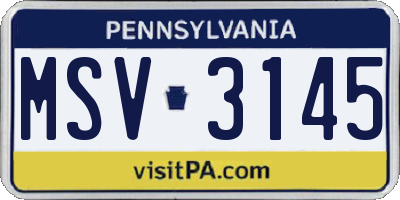 PA license plate MSV3145