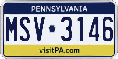 PA license plate MSV3146