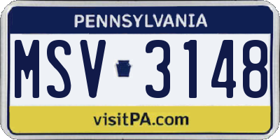 PA license plate MSV3148