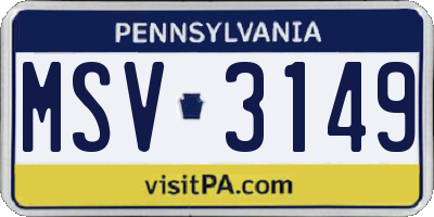 PA license plate MSV3149