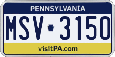 PA license plate MSV3150