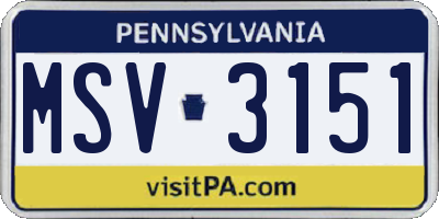PA license plate MSV3151