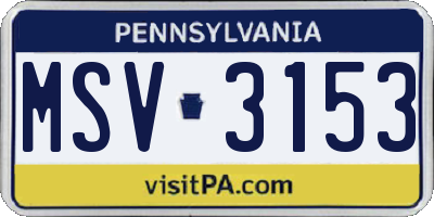 PA license plate MSV3153
