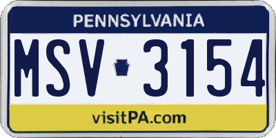 PA license plate MSV3154