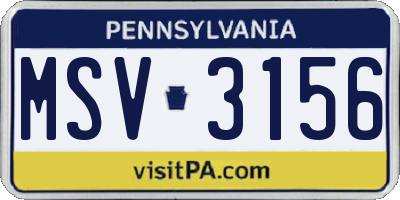PA license plate MSV3156
