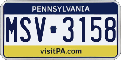 PA license plate MSV3158