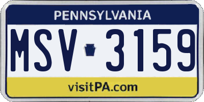 PA license plate MSV3159