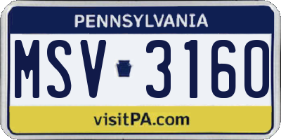 PA license plate MSV3160