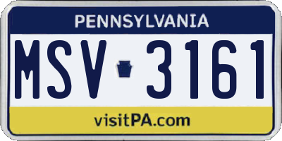 PA license plate MSV3161