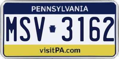 PA license plate MSV3162