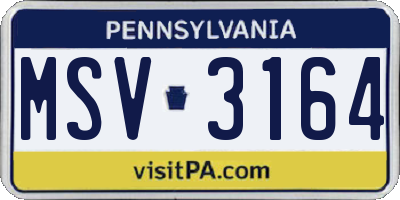 PA license plate MSV3164
