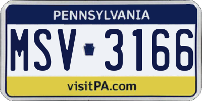 PA license plate MSV3166