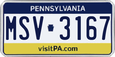 PA license plate MSV3167