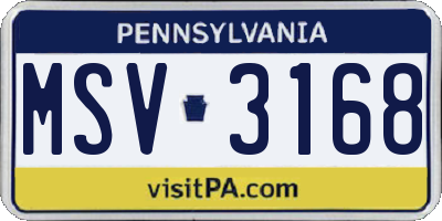 PA license plate MSV3168