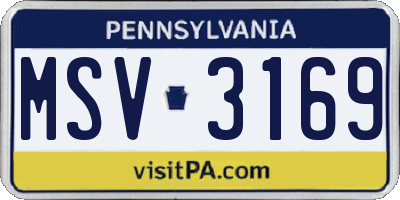 PA license plate MSV3169