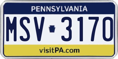 PA license plate MSV3170