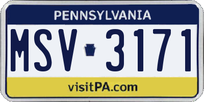 PA license plate MSV3171