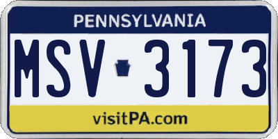 PA license plate MSV3173