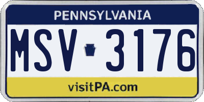 PA license plate MSV3176