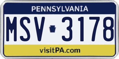 PA license plate MSV3178