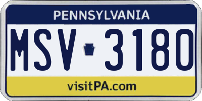 PA license plate MSV3180